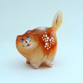 Сувенир из селенита "Кот с ромашками" - Кунгурский сувенир - доставка по России. Заказать сейчас!