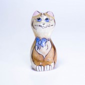 Сувенир из селенита "Кошка с синим бантом" - Кунгурский сувенир - доставка по России. Заказать сейчас!